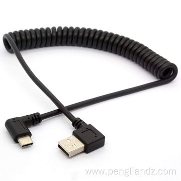 Custom 90Degree Spring Coiled USB-C Extension Cable